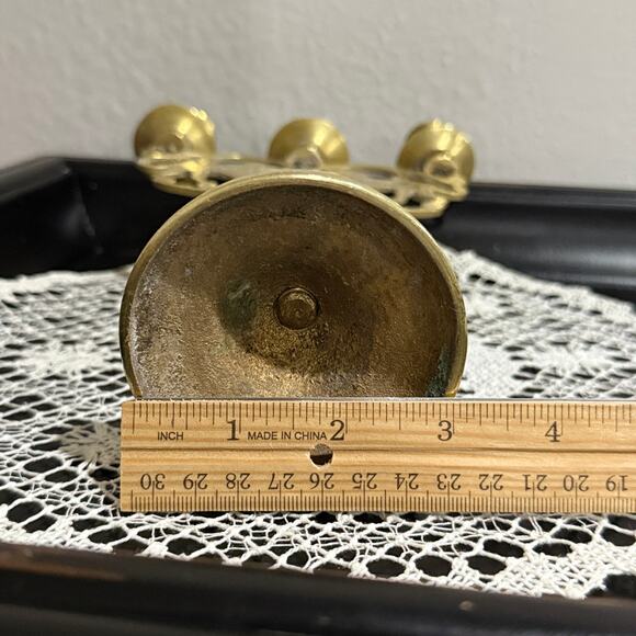 Vintage Brass Judaica Candelabra 3-Arm Lion of Judea Handmade NYC Decor - Picture 9 of 15